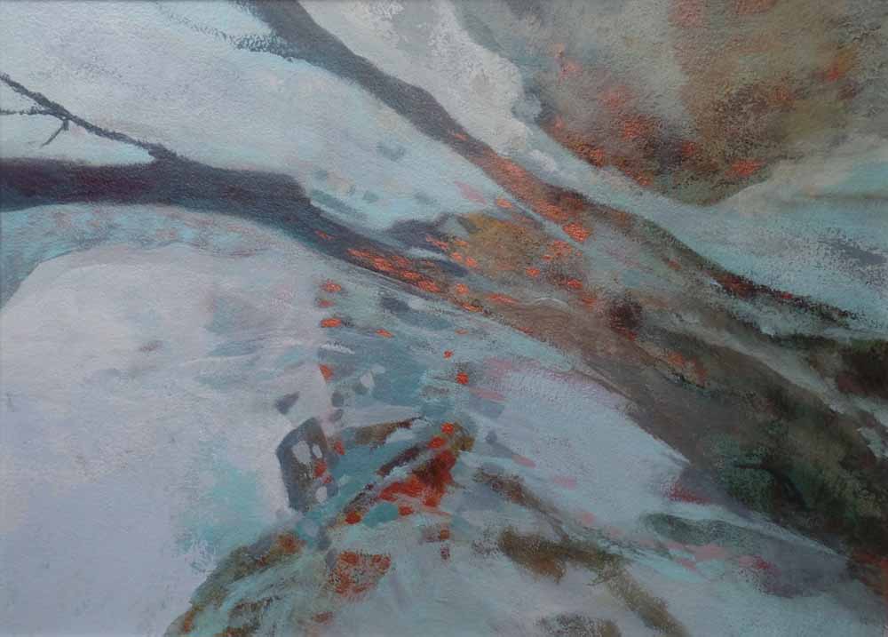 Frozen Creek - Acrylic on paper	30"x22" - 2019	$1200  (Framed $1475)